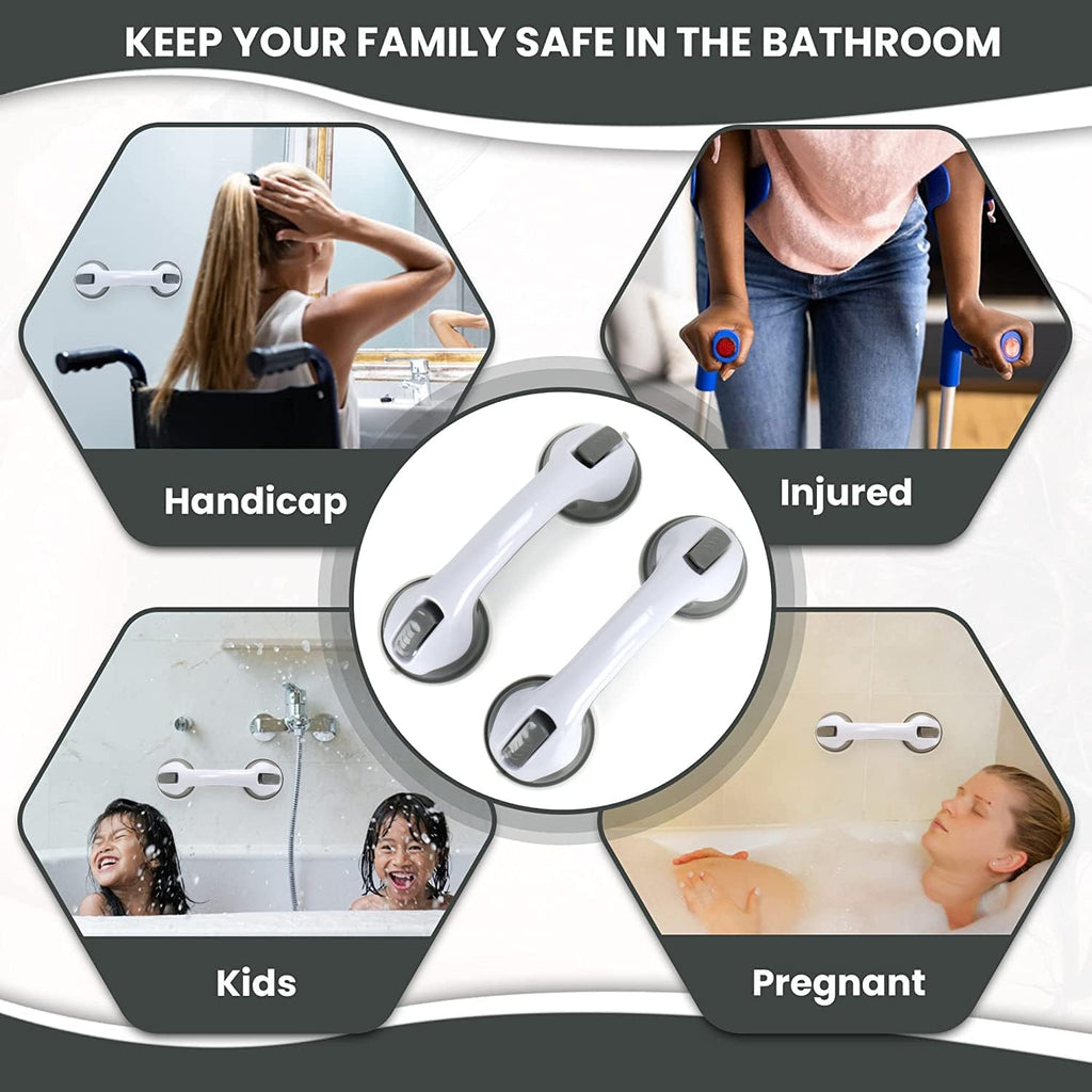 Grab Bars for Bathtub and Shower Wall-Mounted Suction Handles for Seniors

