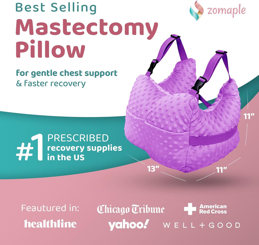 Zomaple Mastectomy Recovery Pillow with Strap, Seat Belt Cover and Gel Pack

