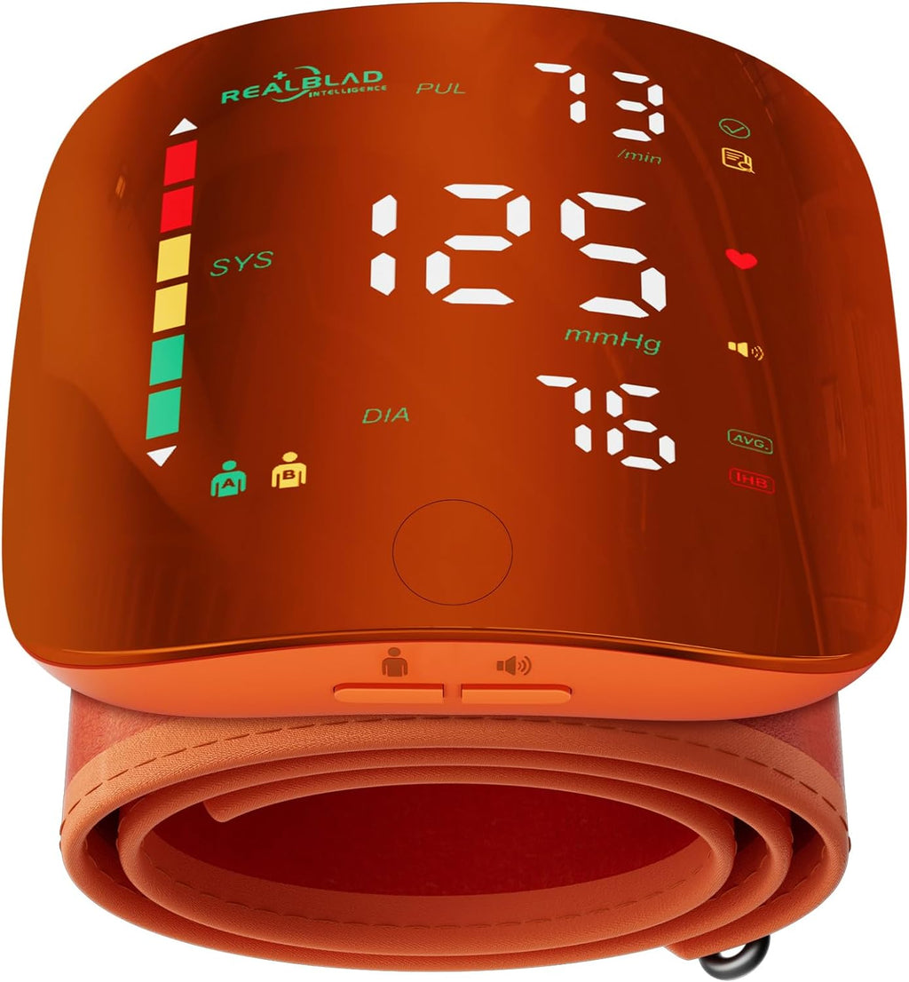 Rechargeable Wrist Blood Pressure Monitor with LED Touch Screen Adjustable Cuff

