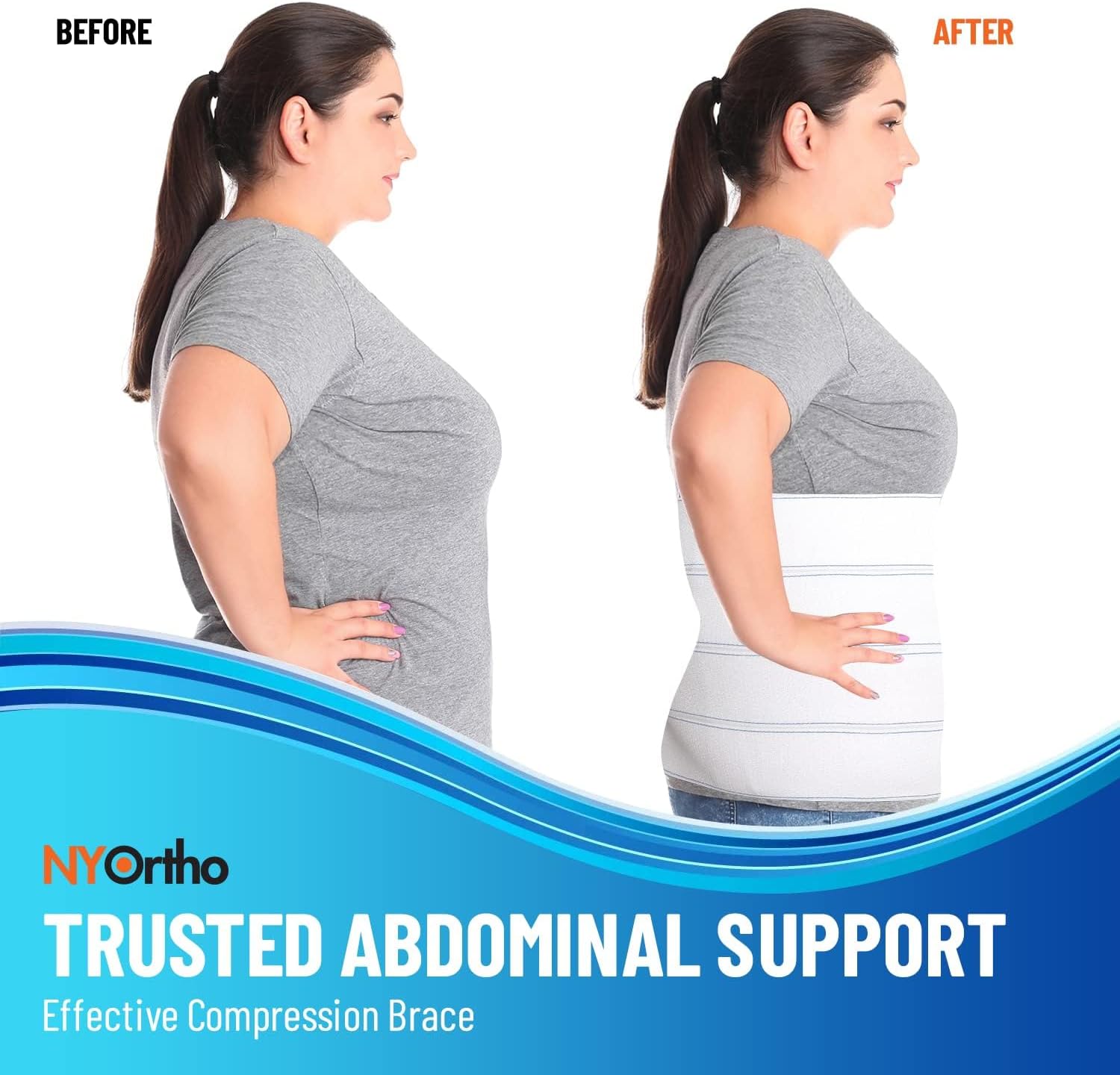 NYOrtho Bariatric Abdominal Binder Elastic Belly Wrap for Hernia Post-Surgery Support

