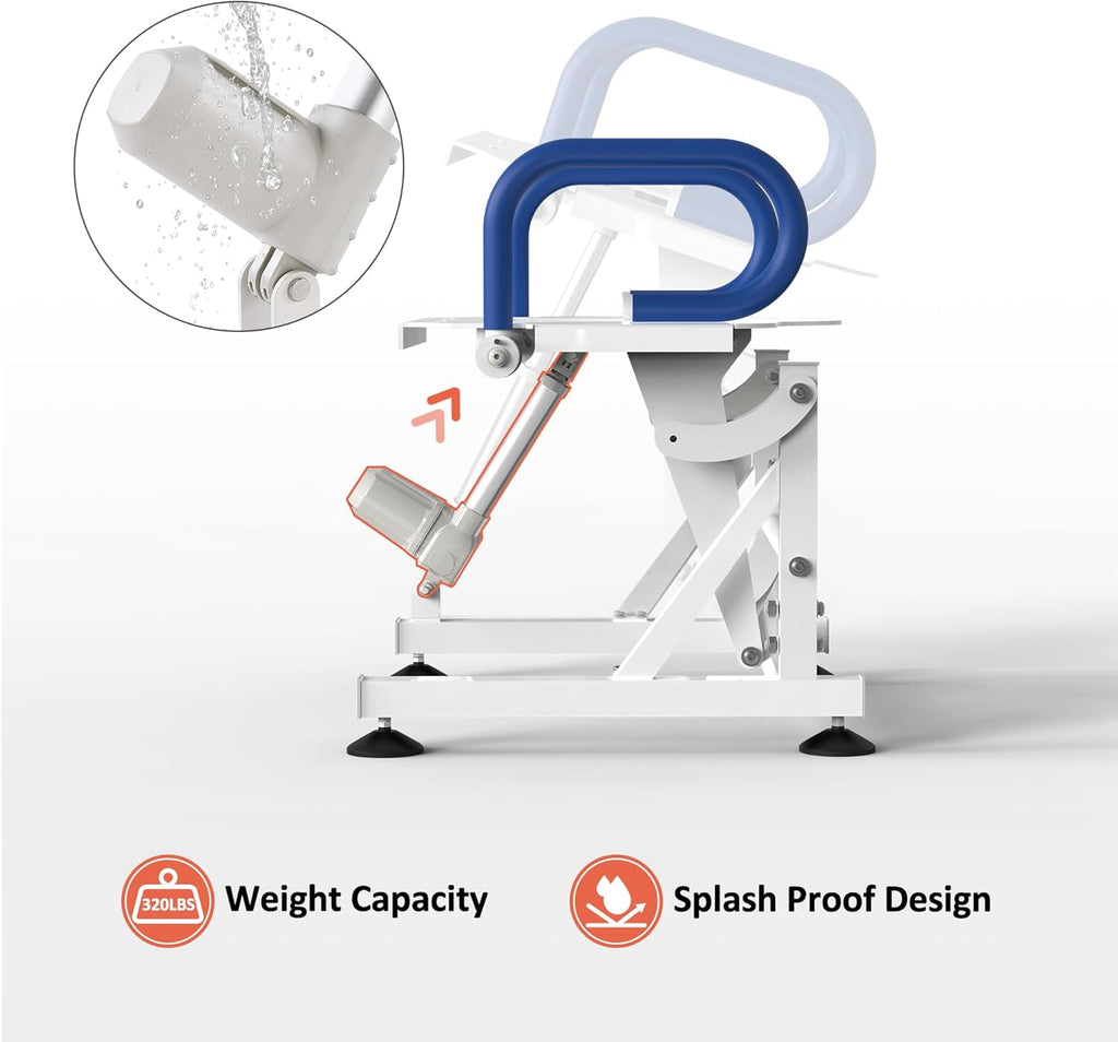 MCombo Electric Toilet Seat Lift with Padded Arms, Power Incline, Support 320 lbs

