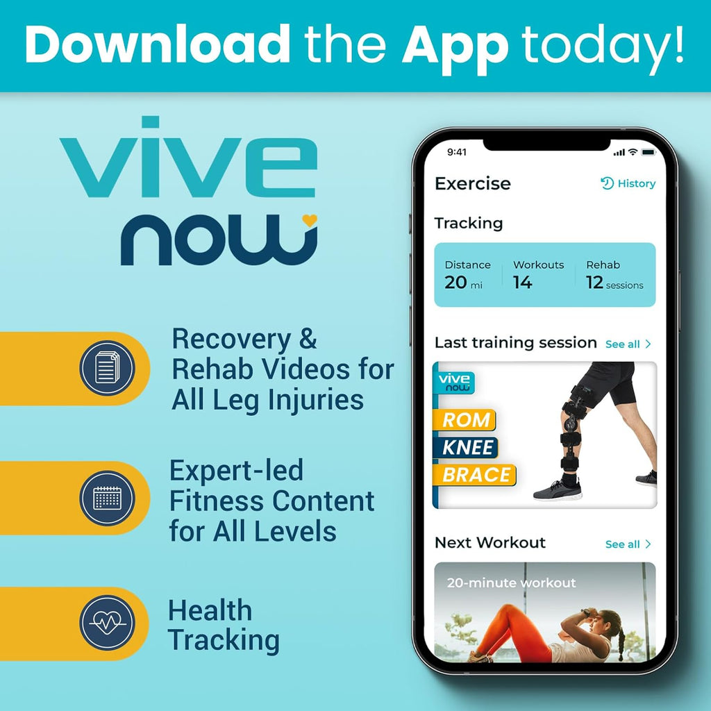 Vive ROM Hinged Knee Brace with Range of Motion Control for ACL, MCL, PCL Injuries

