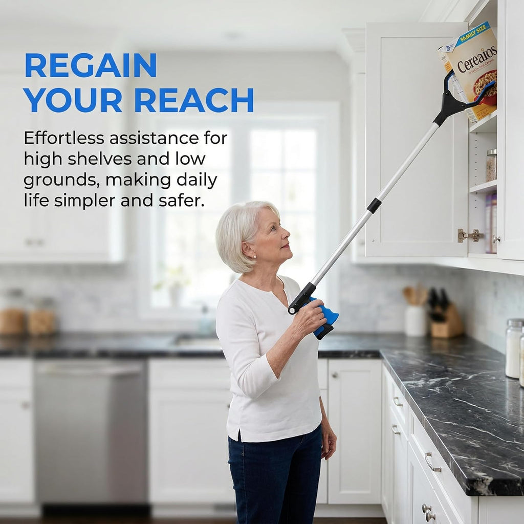 TOPZEA Foldable Reacher Grabber Tool for Elderly Mobility Assist, 360° Jaw

