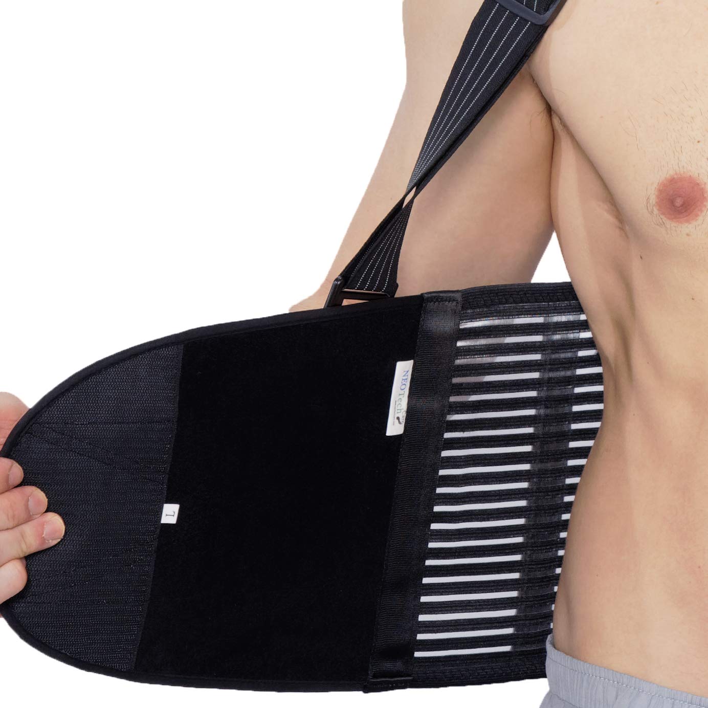 NeoTech Care Back Brace with Suspenders for Work, Lumbar Support Elastic Compression

