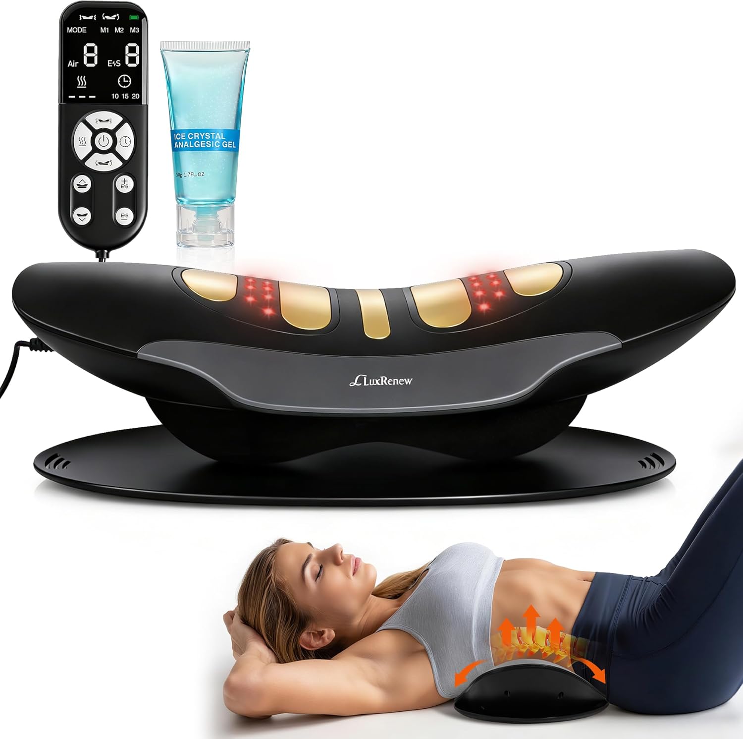 Electric Lumbar Traction Device with Heat, Red Light, Electrotherapy, Vibration

