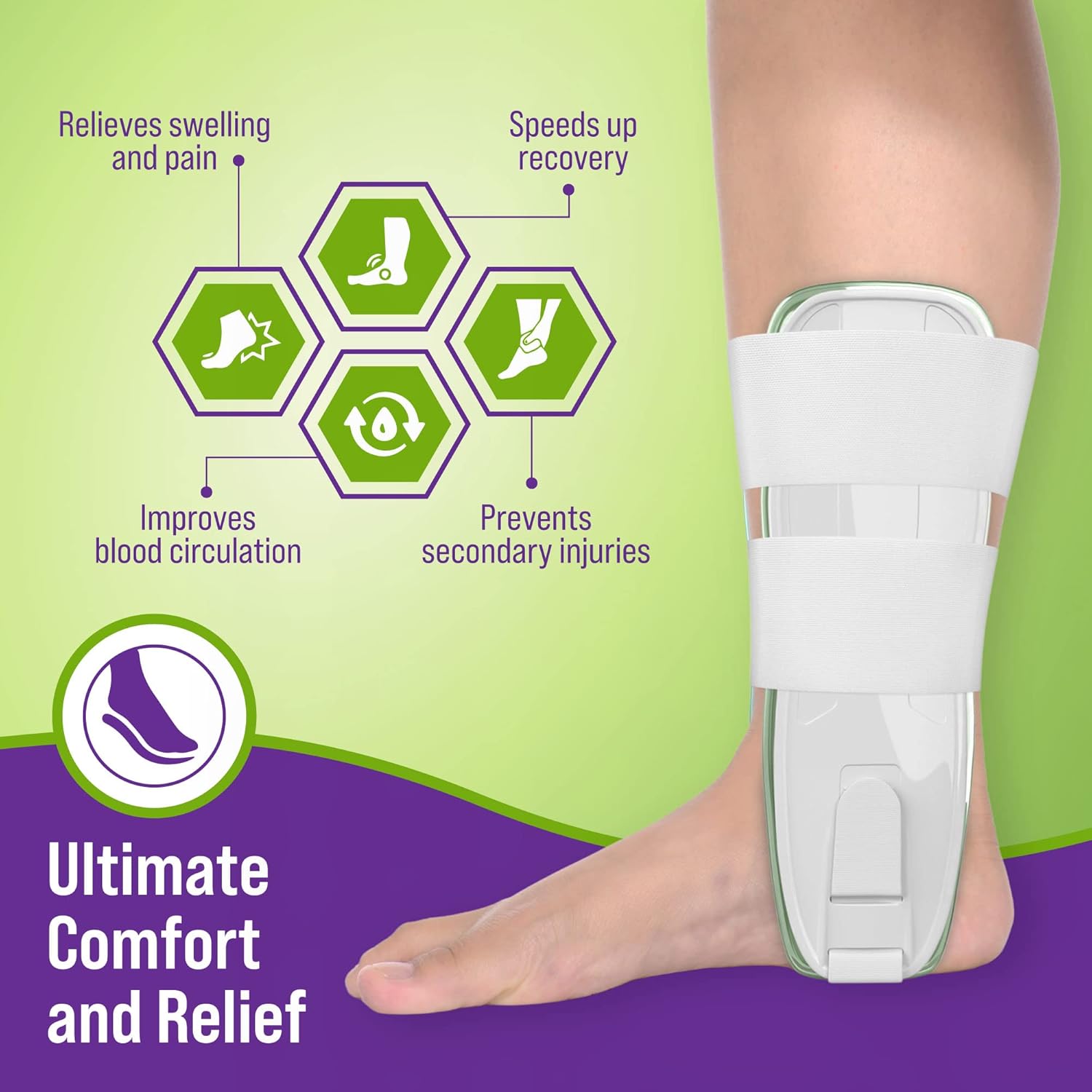 MARS WELLNESS Air Gel Ankle Stirrup Brace with Cold Therapy for Stabilized Support

