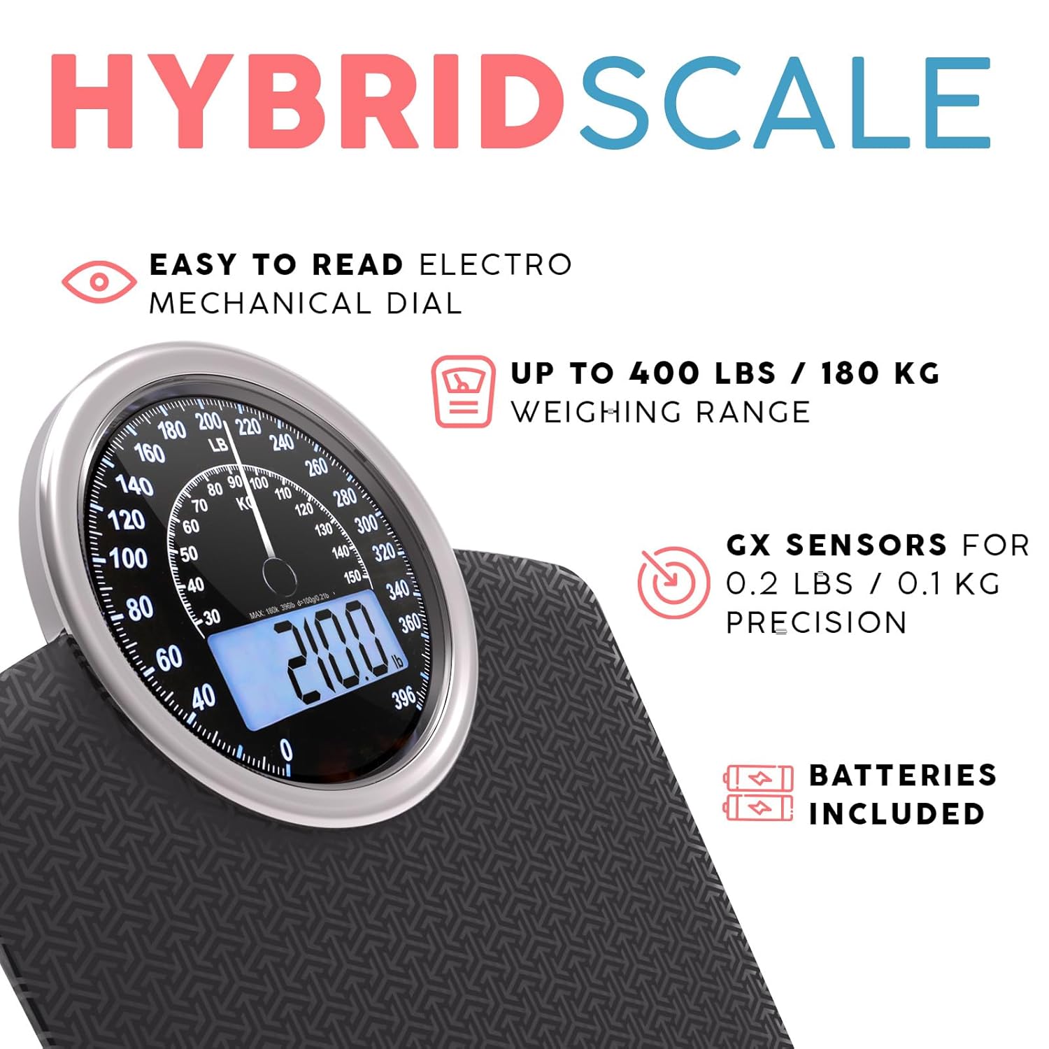 Adamson Hybrid 2-in-1 Analog Digital Bathroom Scale for Body Weight Tempered Glass

