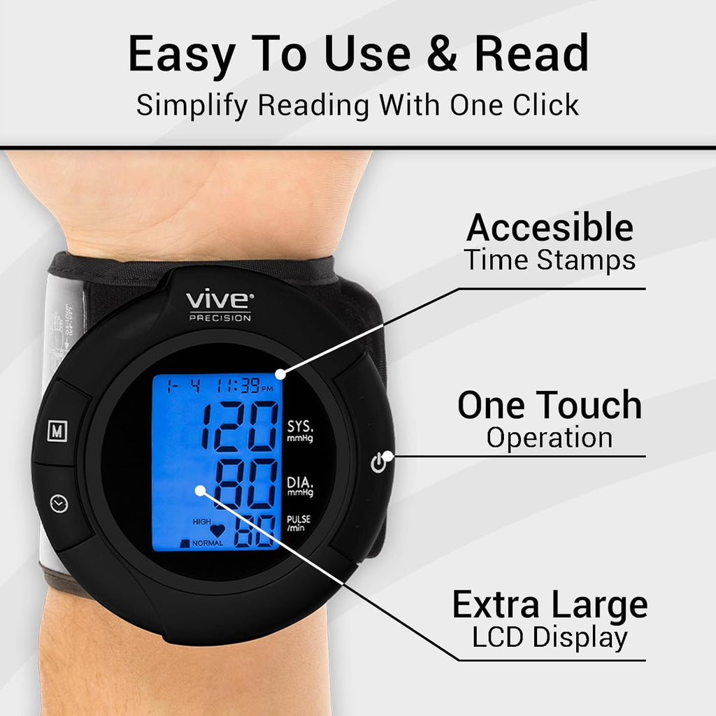 Vive Precision Smart Wrist Blood Pressure Monitor, Digital Cuff for Heart Rate

