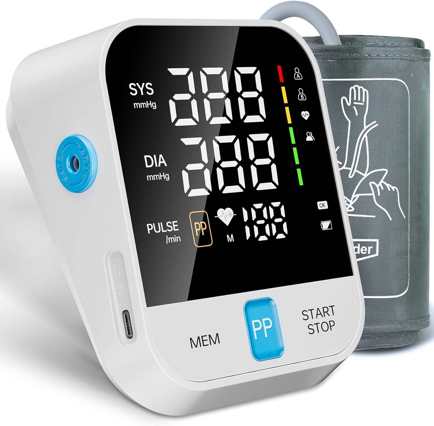 Zerabati Upper Arm Automatic Digital Blood Pressure Monitor with LED Display


