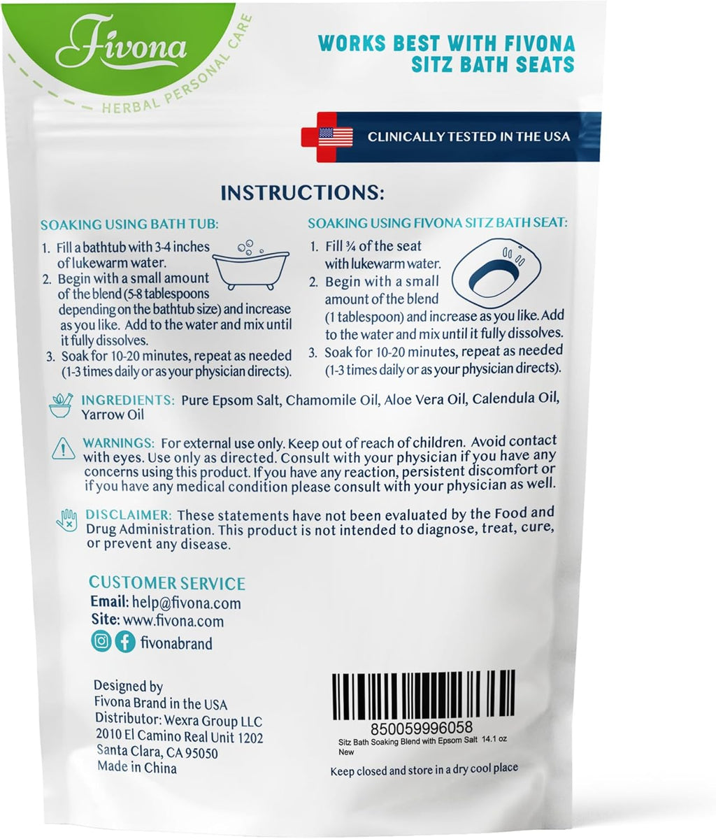 Fivona Sitz Bath Soak Kit Over Toilet Seat with Epsom Salt and Essential Oils

