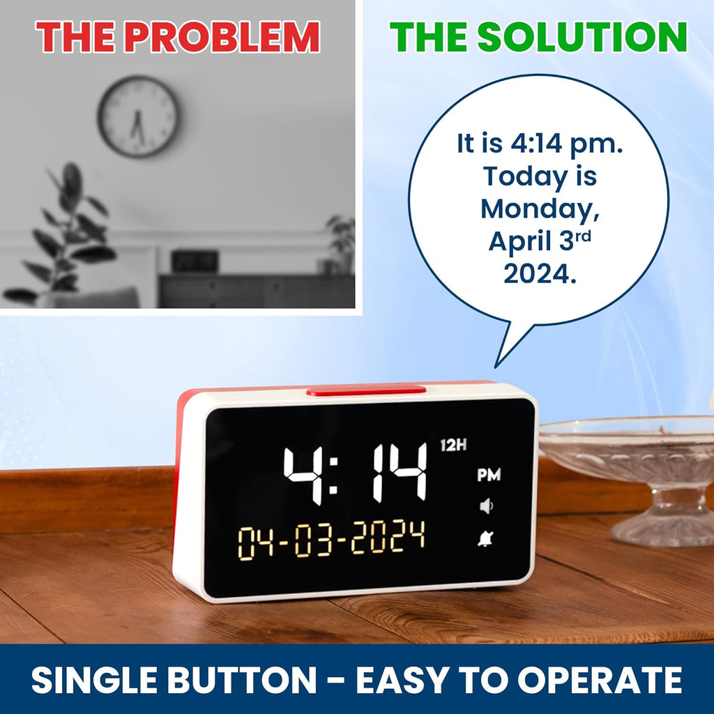 Top Life Extra Loud Talking Clock with Time and Date, Large Display for Seniors

