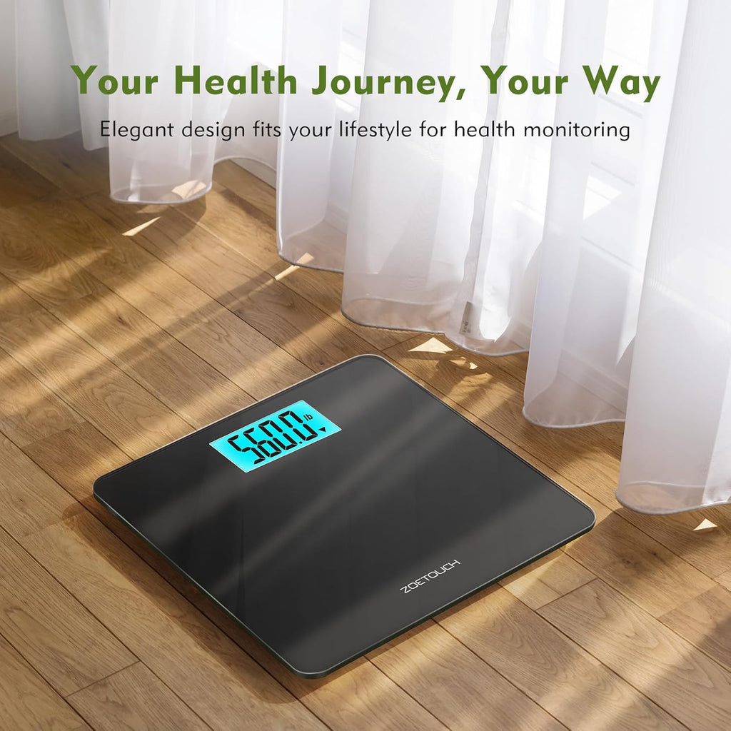 ZOETOUCH 560 lb Digital Bathroom Scale with Wide Tempered Glass Platform

