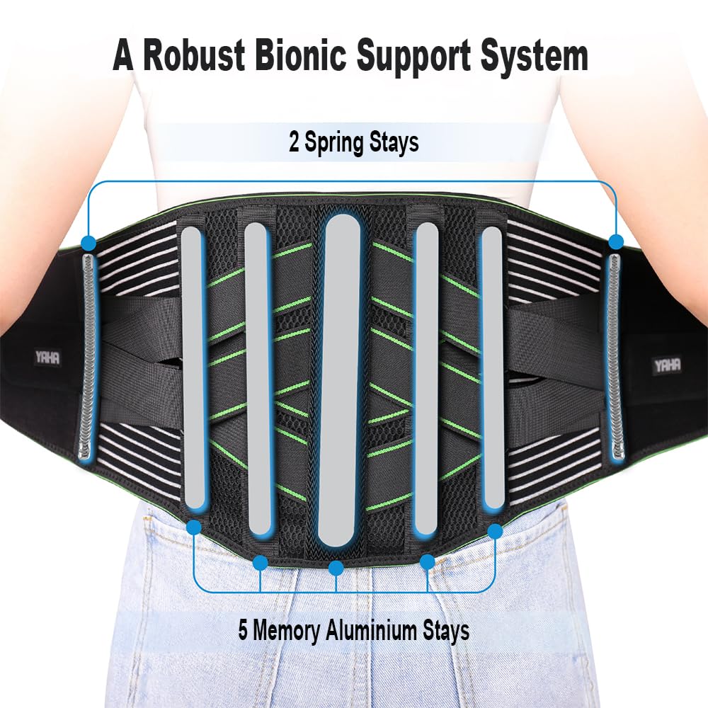 YAHA Back Brace Lumbar Support Belt with Lumbar Pad and 7 Stays for Lower Back Pain

