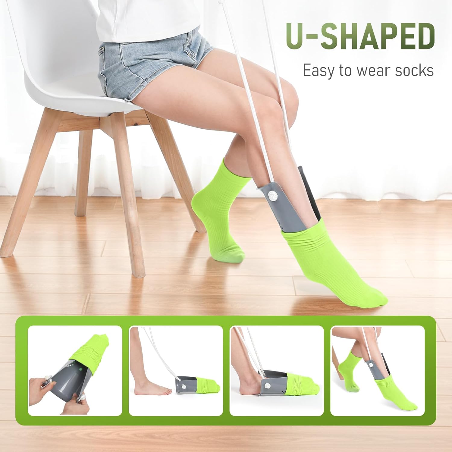 Sock Aid Helper for Seniors, Flexible Anti-Slip Device for Easy On Socks

