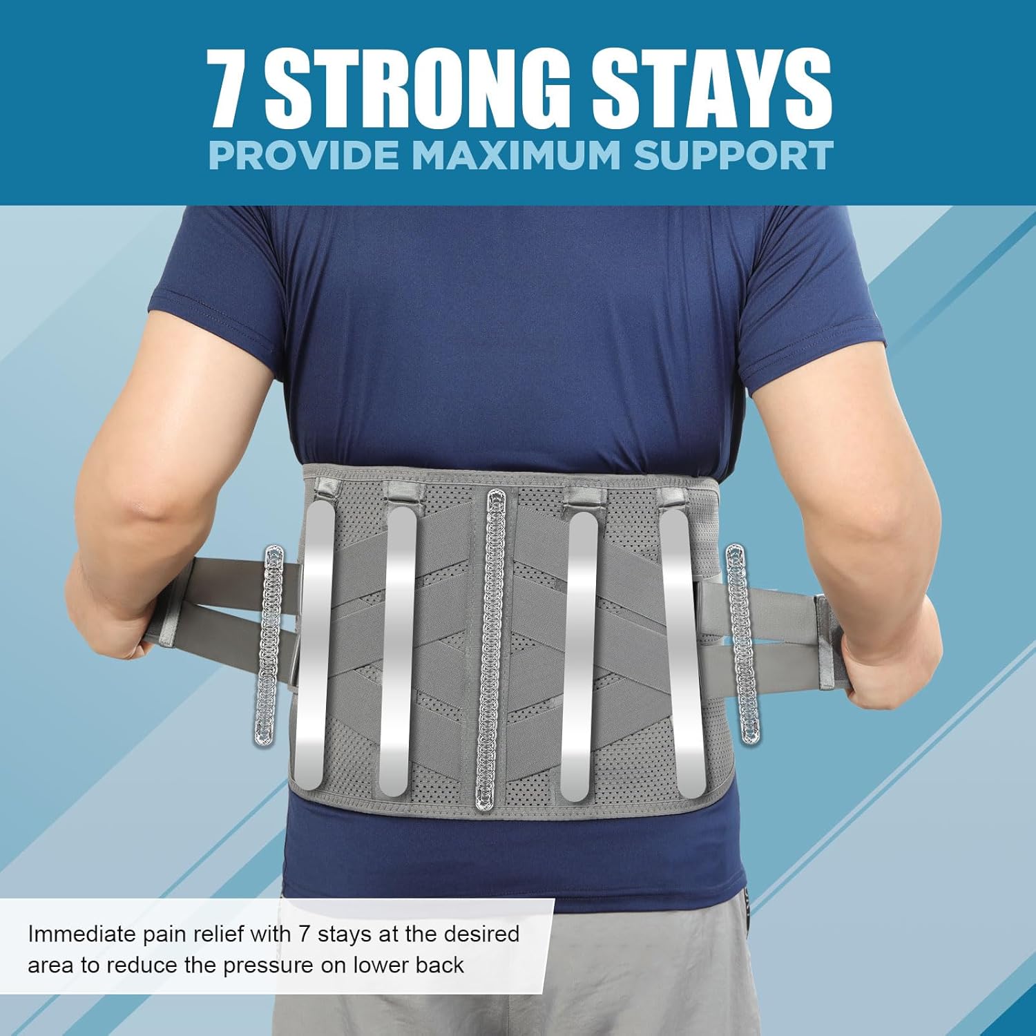 HONGJING Heated Back Support Brace with Rechargeable Battery for Lumbar Relief

