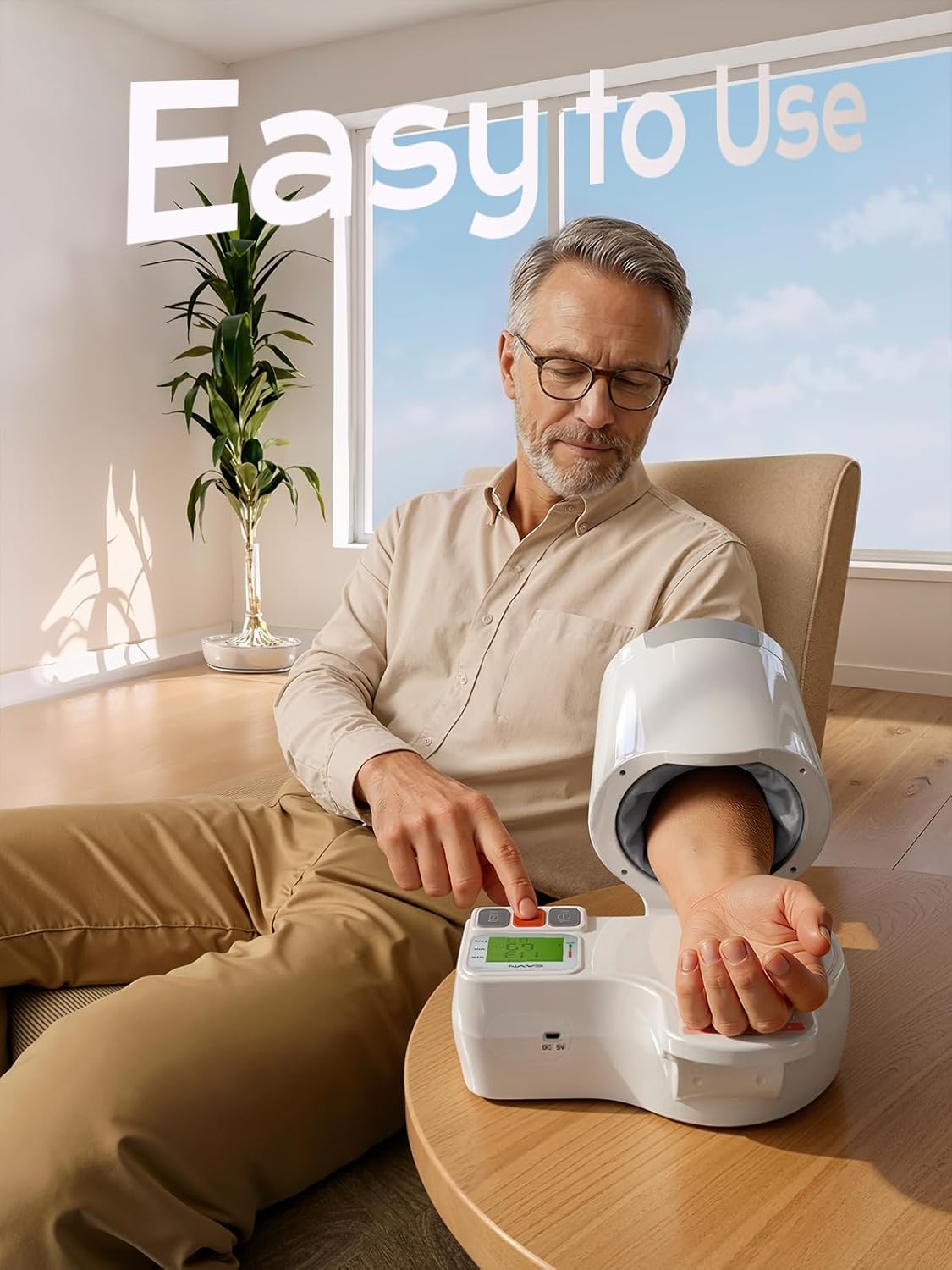 CAVN One-Touch Upper Arm Blood Pressure Monitor, No-Wrap Auto-Fit, Type-C

