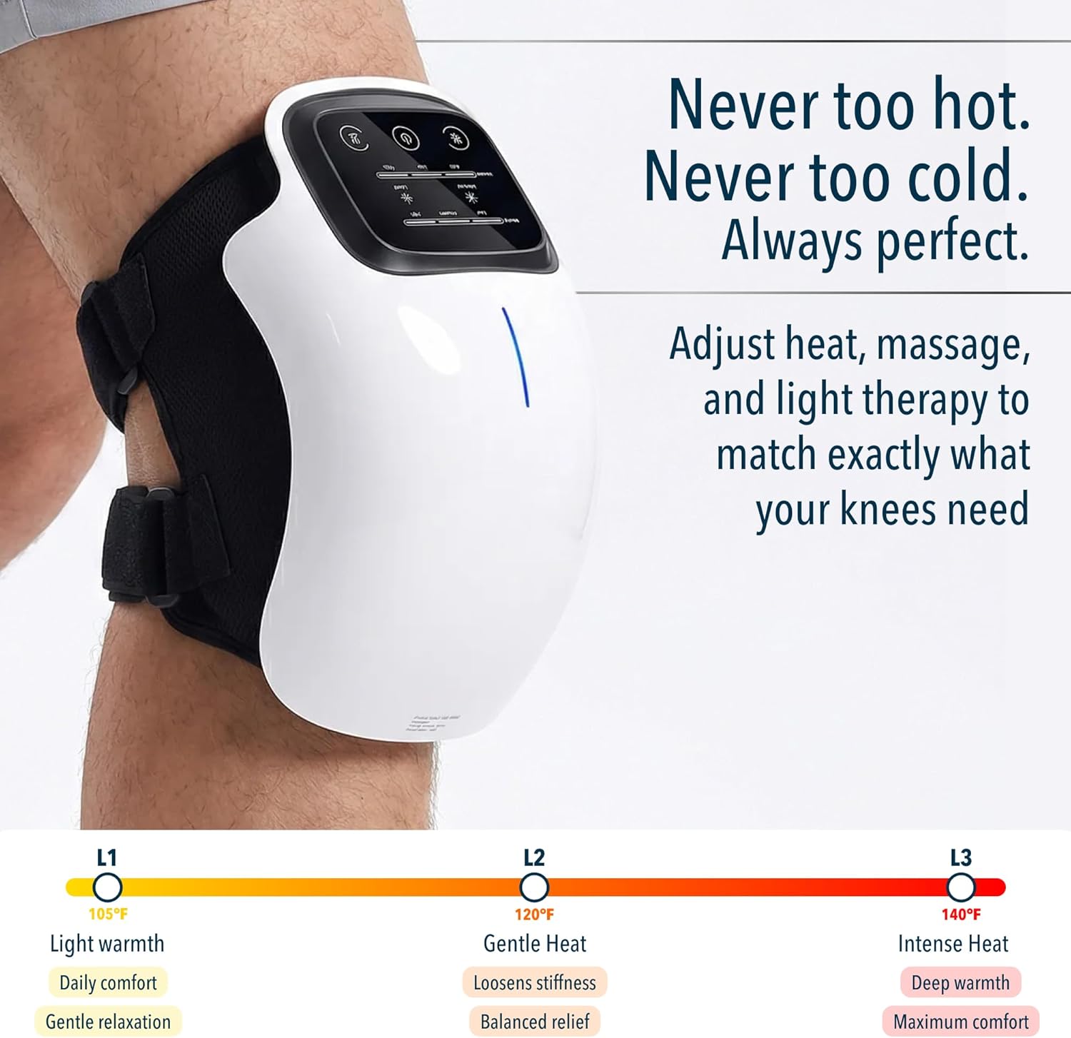 FORTHiQ Knee Massager with Heat and Red Light Therapy, Cordless Rechargeable

