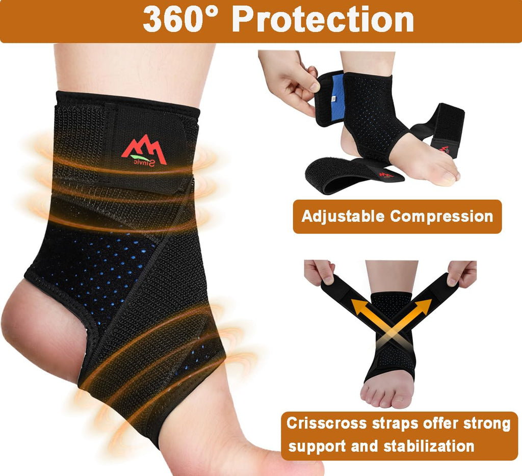 Sinvic Adjustable Ankle Brace for Sprained Ankle, Breathable Neoprene Support

