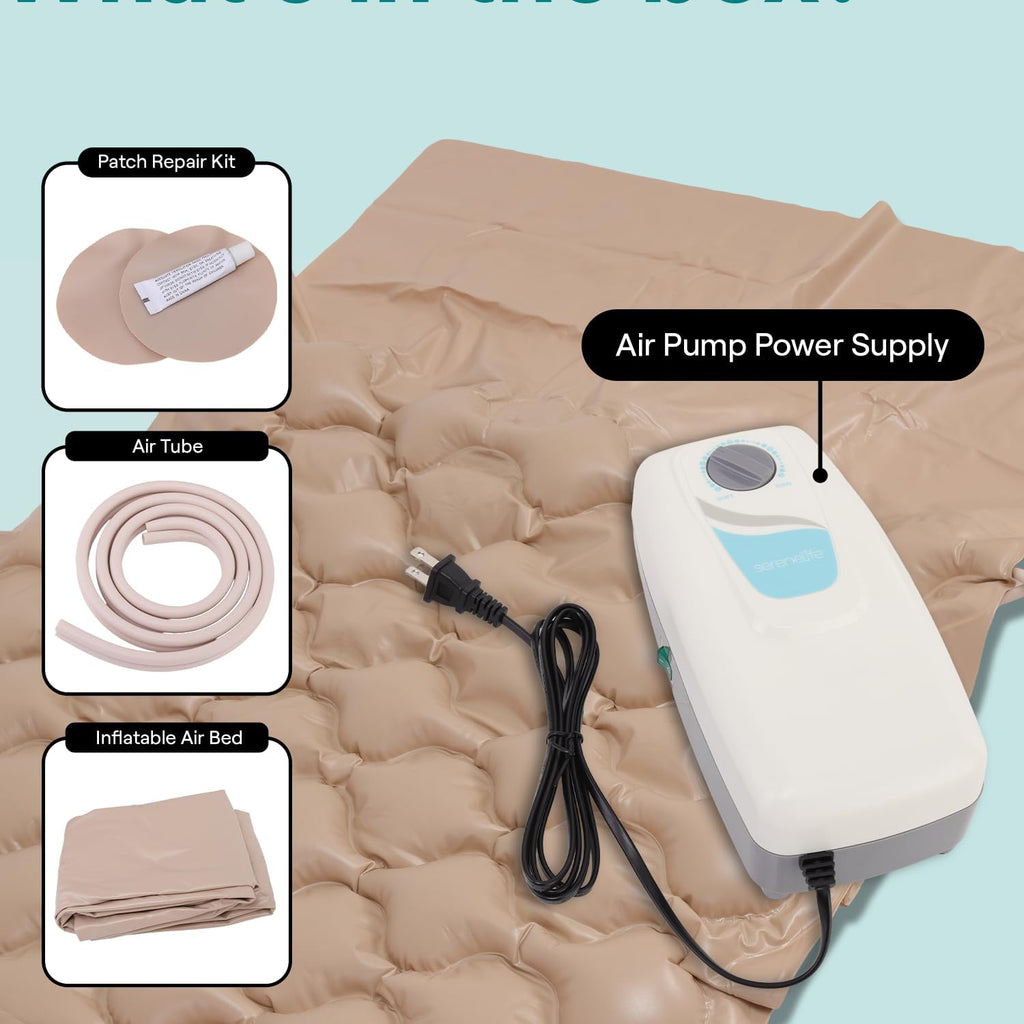 SereneLife Alternating Pressure Mattress Topper with Electric Pump for Hospital Bed

