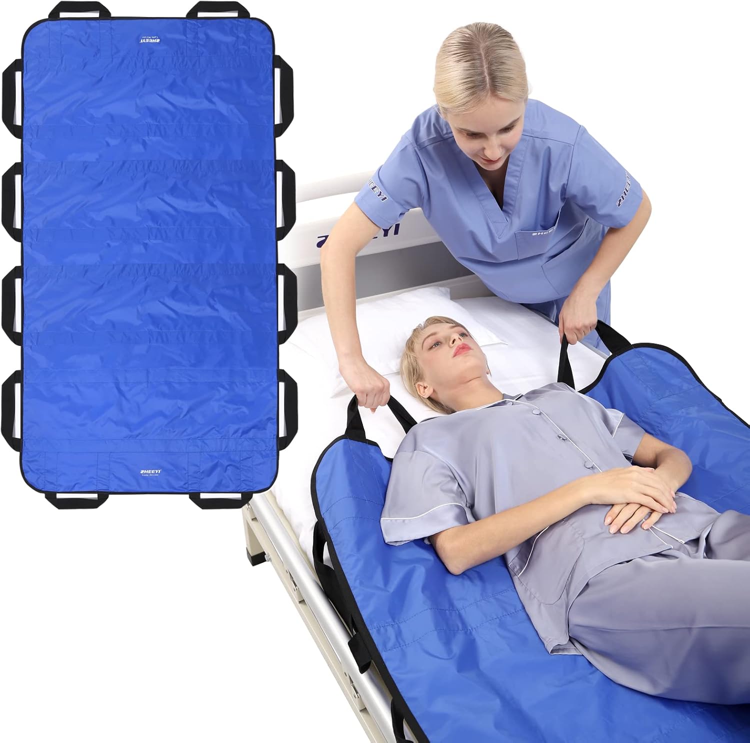 ZHEEYI Bed Positioning Pad with Reinforced Handles 63 x 40 Washable Transfer Sheet

