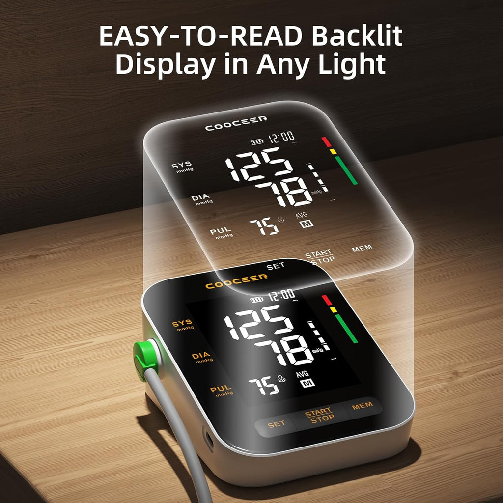 Automatic Upper Arm Digital Blood Pressure Monitor with Backlit Display

