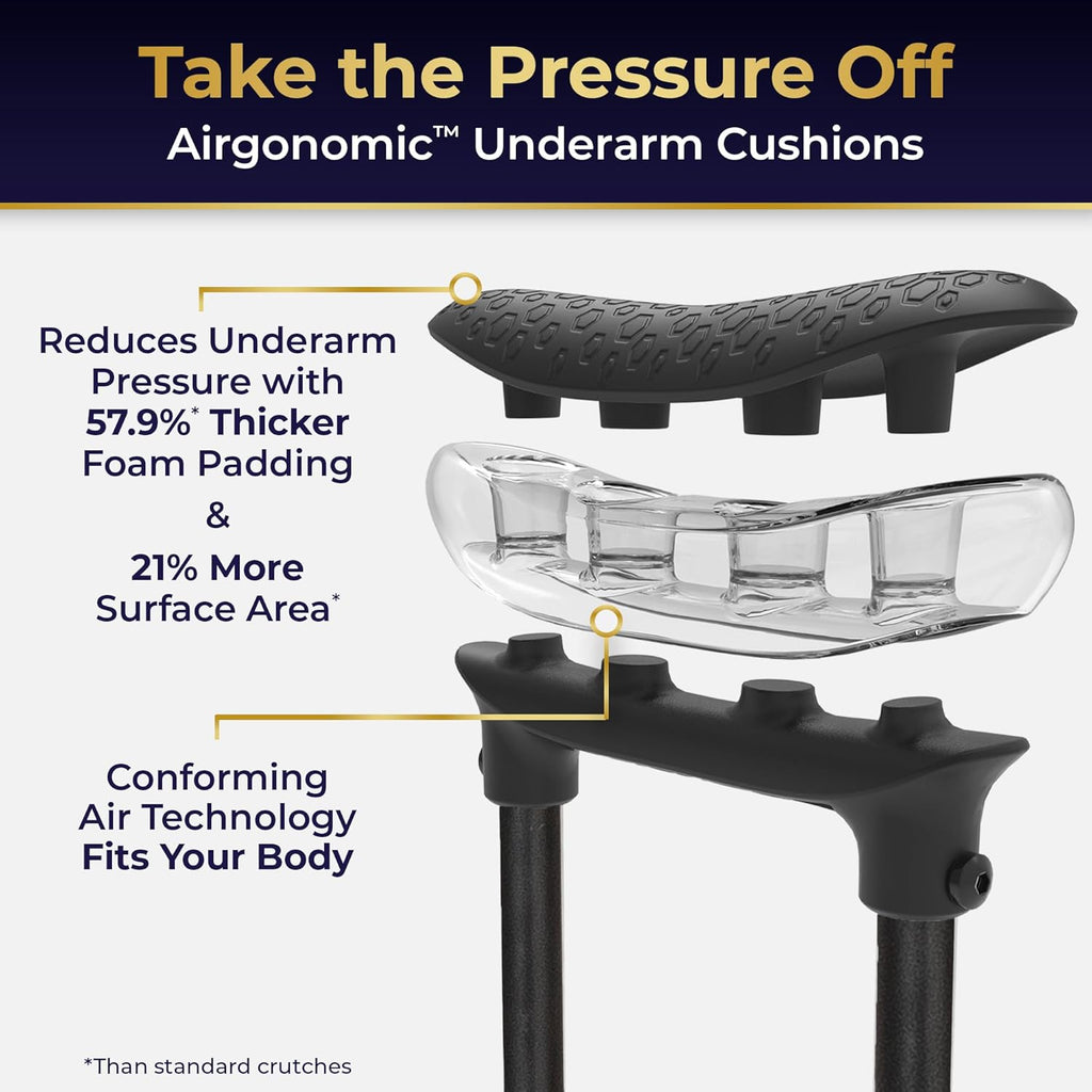 Drive Air-Crutch Lightweight Walking Crutch, Adjustable Height 4'7–6'7, 300 lb

