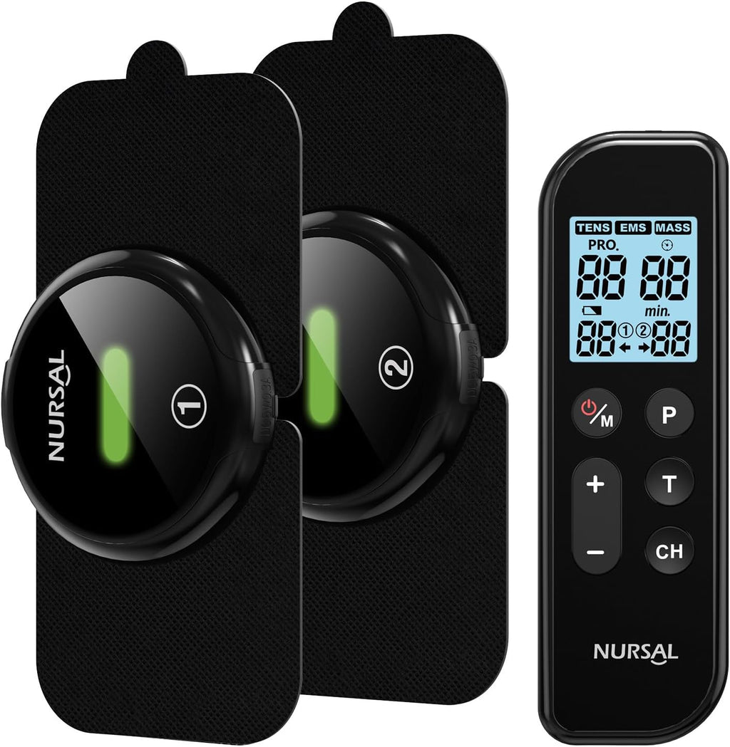 NURSAL Wireless TENS Unit Muscle Stimulator with Remote, Dual Host, TENS EMS

