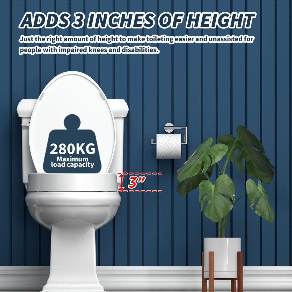 CCBELLO Elongated Raised Toilet Seat Riser with Slow Close Hinges, Heavy Duty

