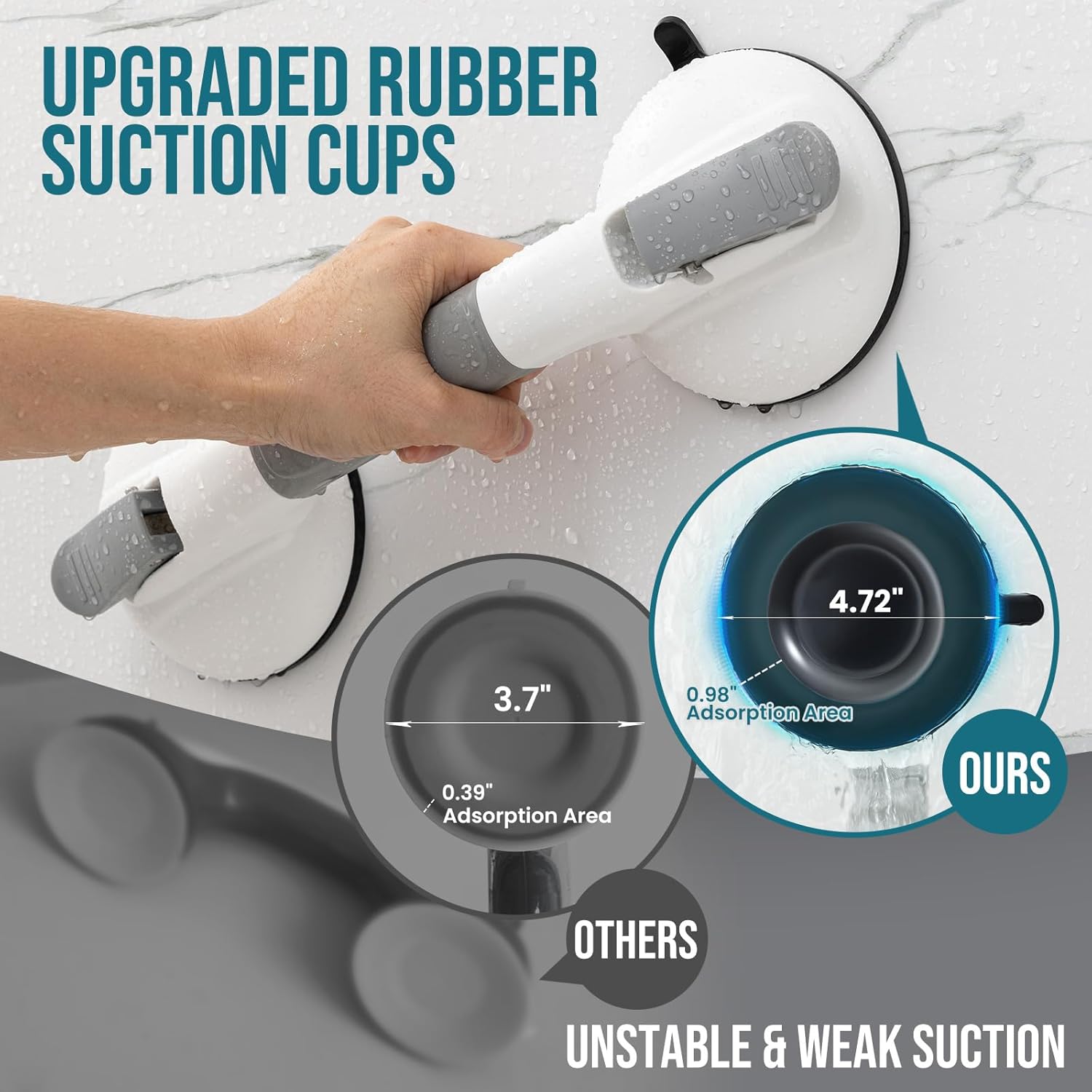 TAILI Suction Grab Bar for Bathtubs and Showers, No-Drill Safety Handrail

