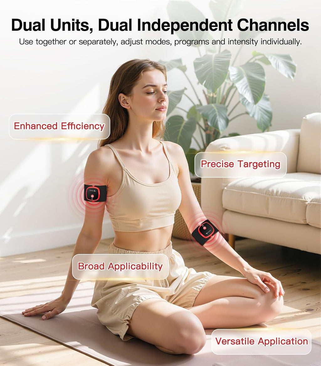 Wireless Dual Channel TENS EMS Muscle Stimulator with Remote, Rechargeable Pads

