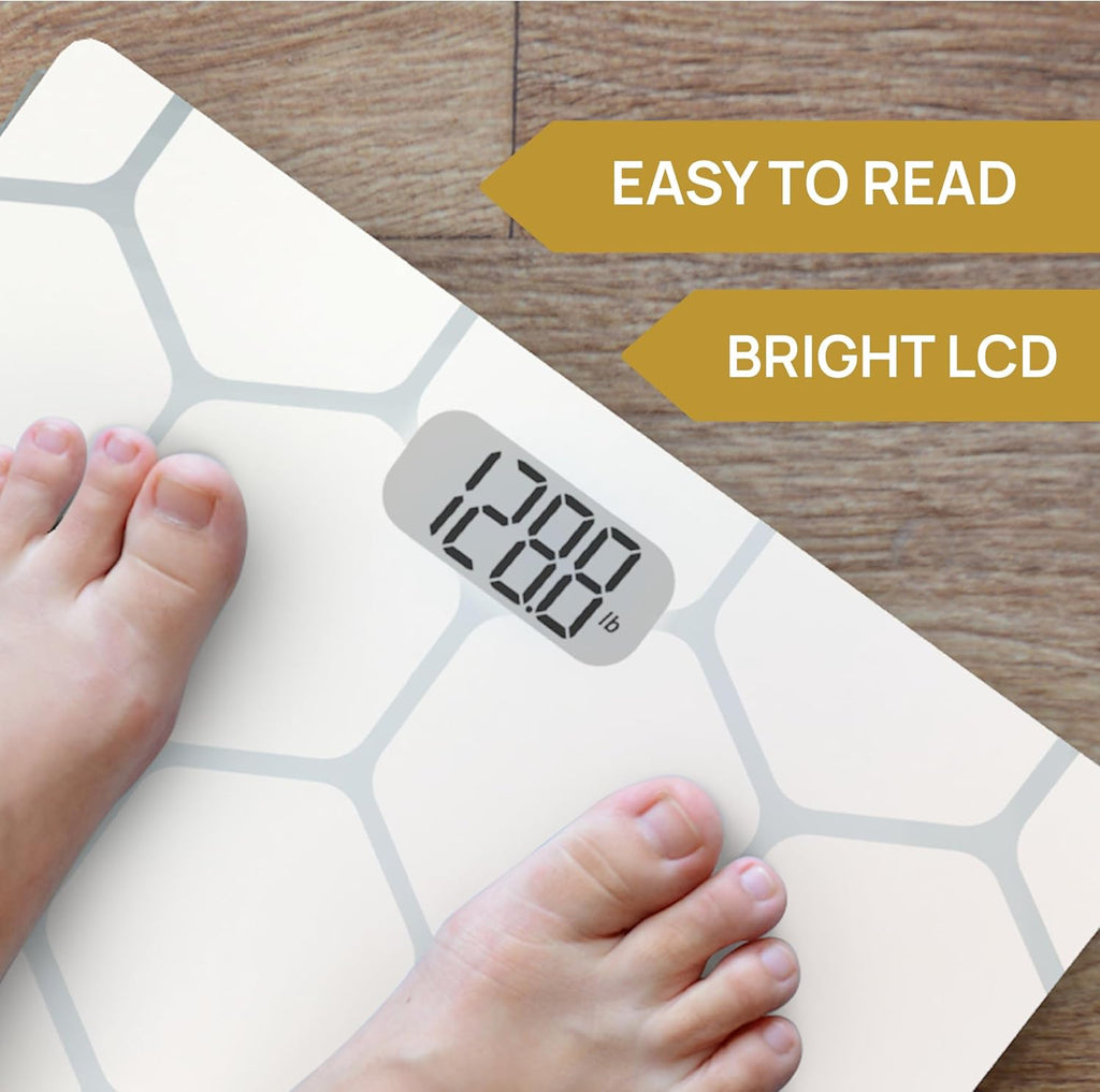INEVIFIT Digital Bathroom Scale with Tempered Glass Platform, Up to 400 lb

