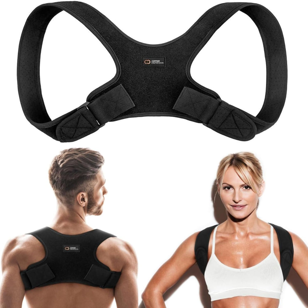 Copper Compression Posture Corrector Brace, Adjustable Upper Back & Shoulder Support

