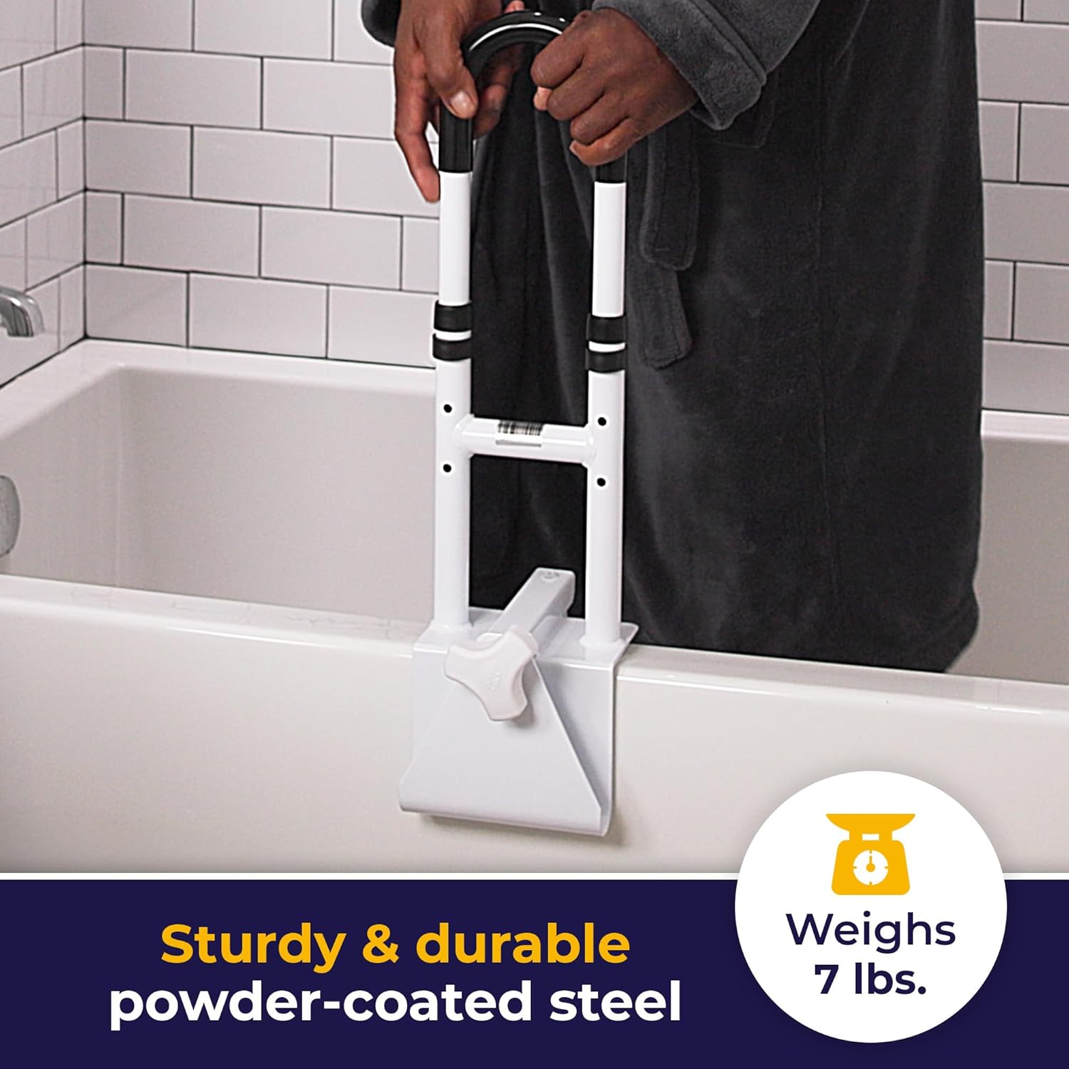 Drive Medical Bathtub Grab Bar & Safety Rail Clamp-On Non-Slip Pads 14"–17"

