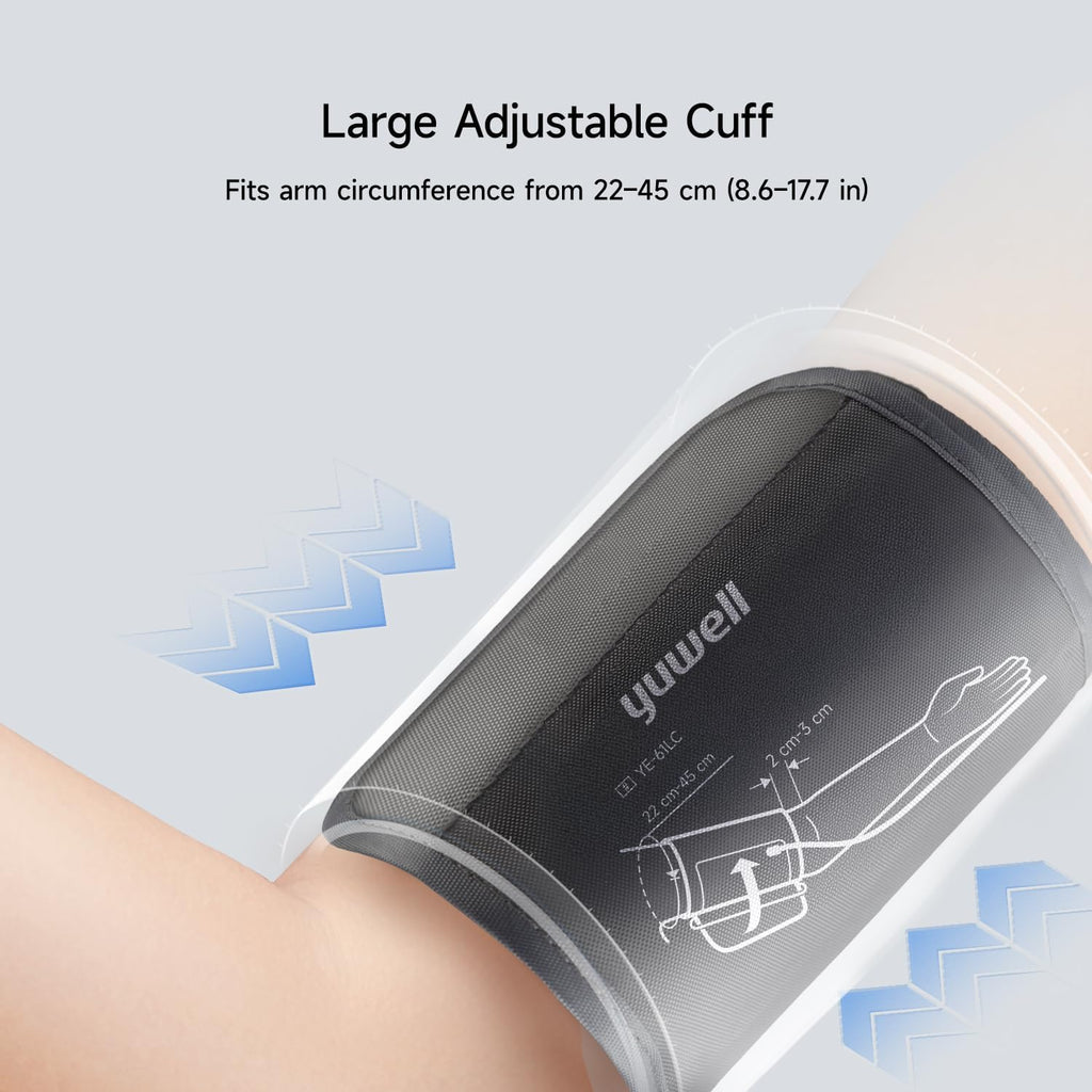Yuwell Automatic Upper Arm Blood Pressure Monitor with Large Adjustable Cuff and 199 Memory

