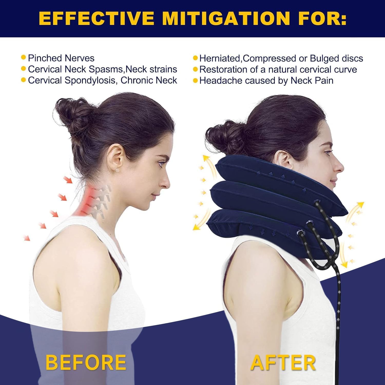 Inflatable Cervical Traction Device Neck Stretcher, Adjustable Neck Brace

