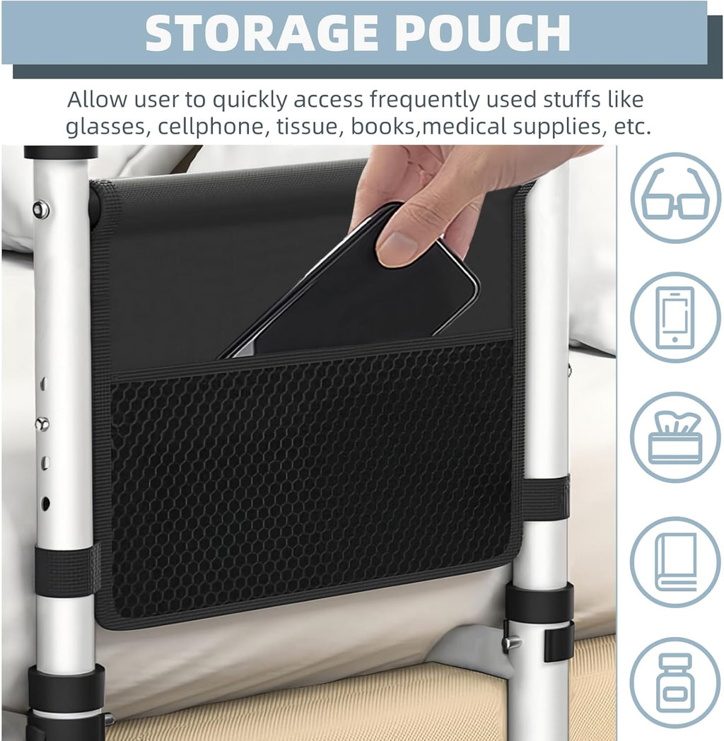 BOLESHU Adjustable Bed Assist Rail for Seniors with Support Legs and Storage Pocket

