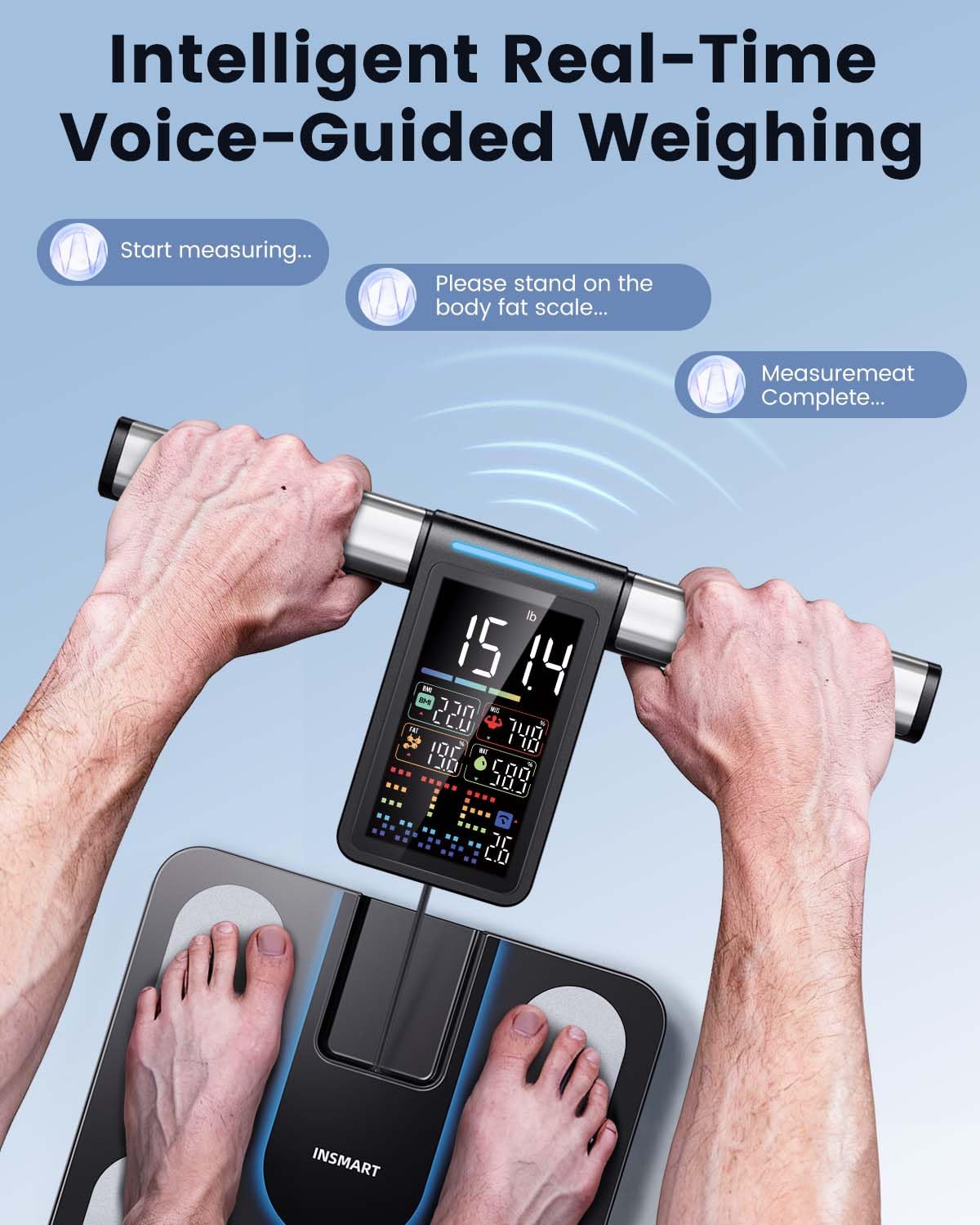 INSMART Smart Body Composition Scale with BMI, Body Fat, Muscle Mass, 8-Electrode

