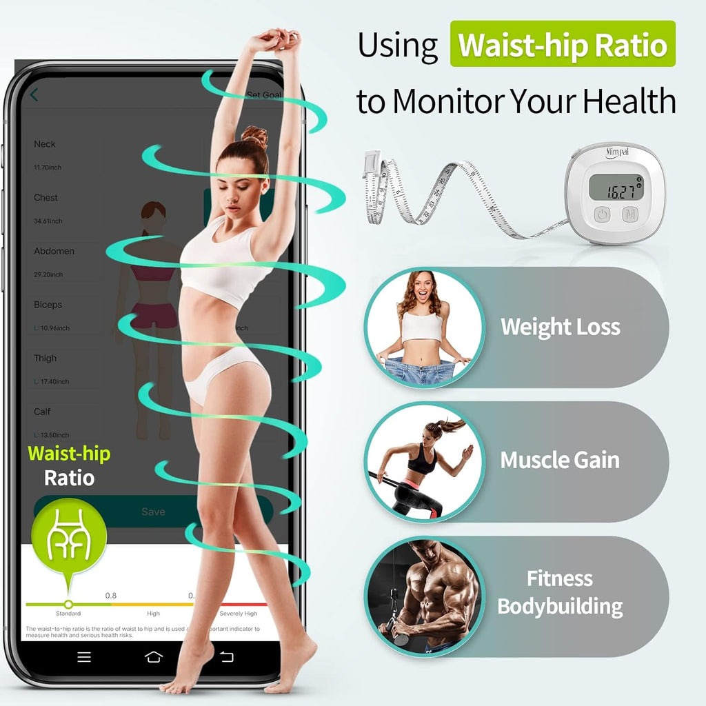Slimpal Digital Body Fat Measuring Tape with LCD for BMI, Fitness and Body Shape

