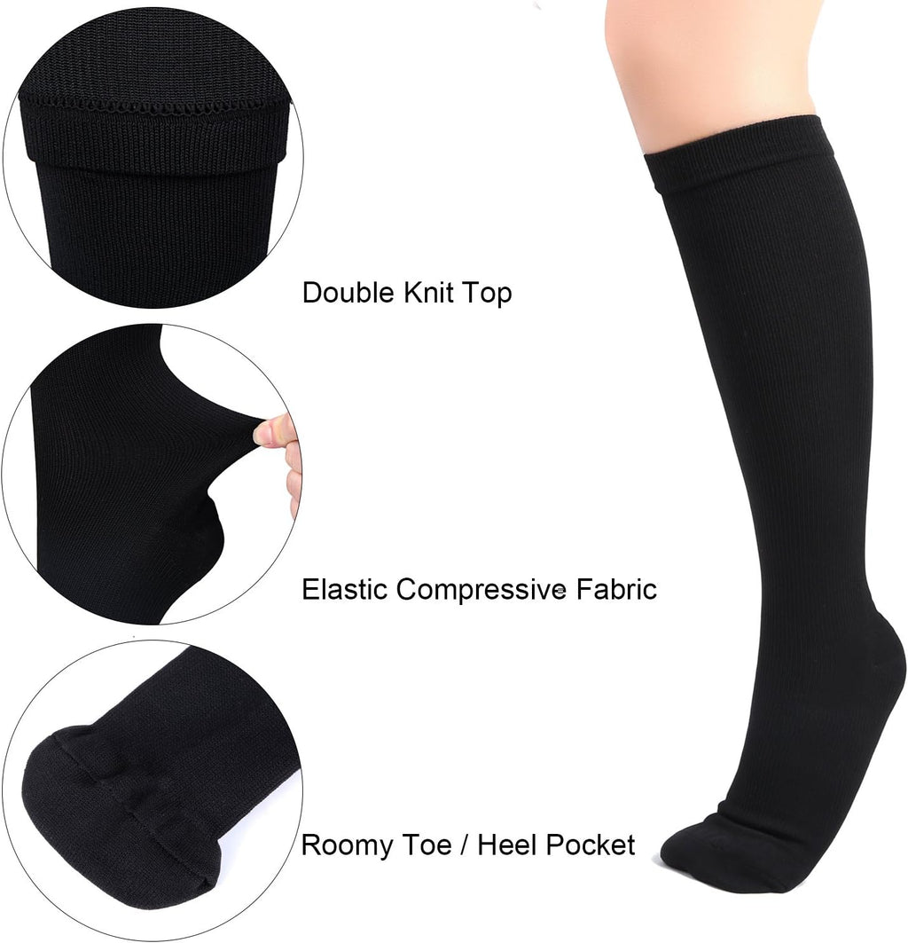Nylon Graduated Compression Socks for Men Women, Knee High Support

