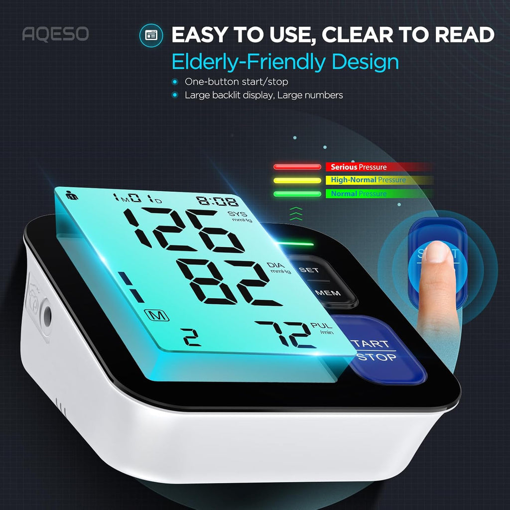 AQESO Upper Arm Blood Pressure Monitor with 2 Cuffs, Automatic Digital BP Machine

