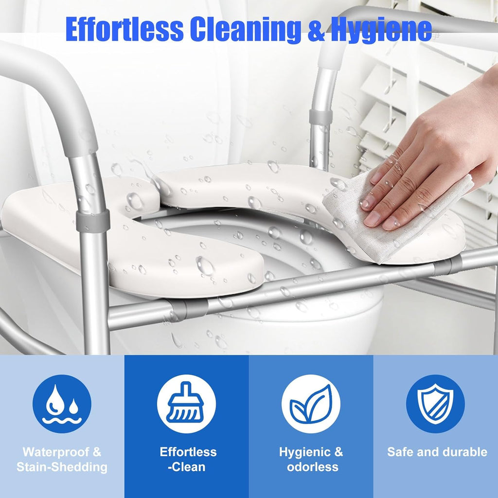 TVOVME Raised Toilet Seat with Handles, Adjustable Height and Width

