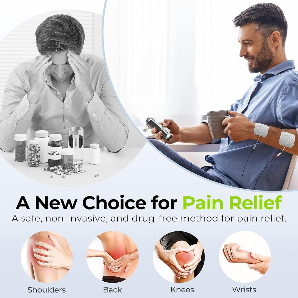 AUVON Rechargeable TENS Unit Digital Muscle Stimulator, 8 Modes, 12 Pads


