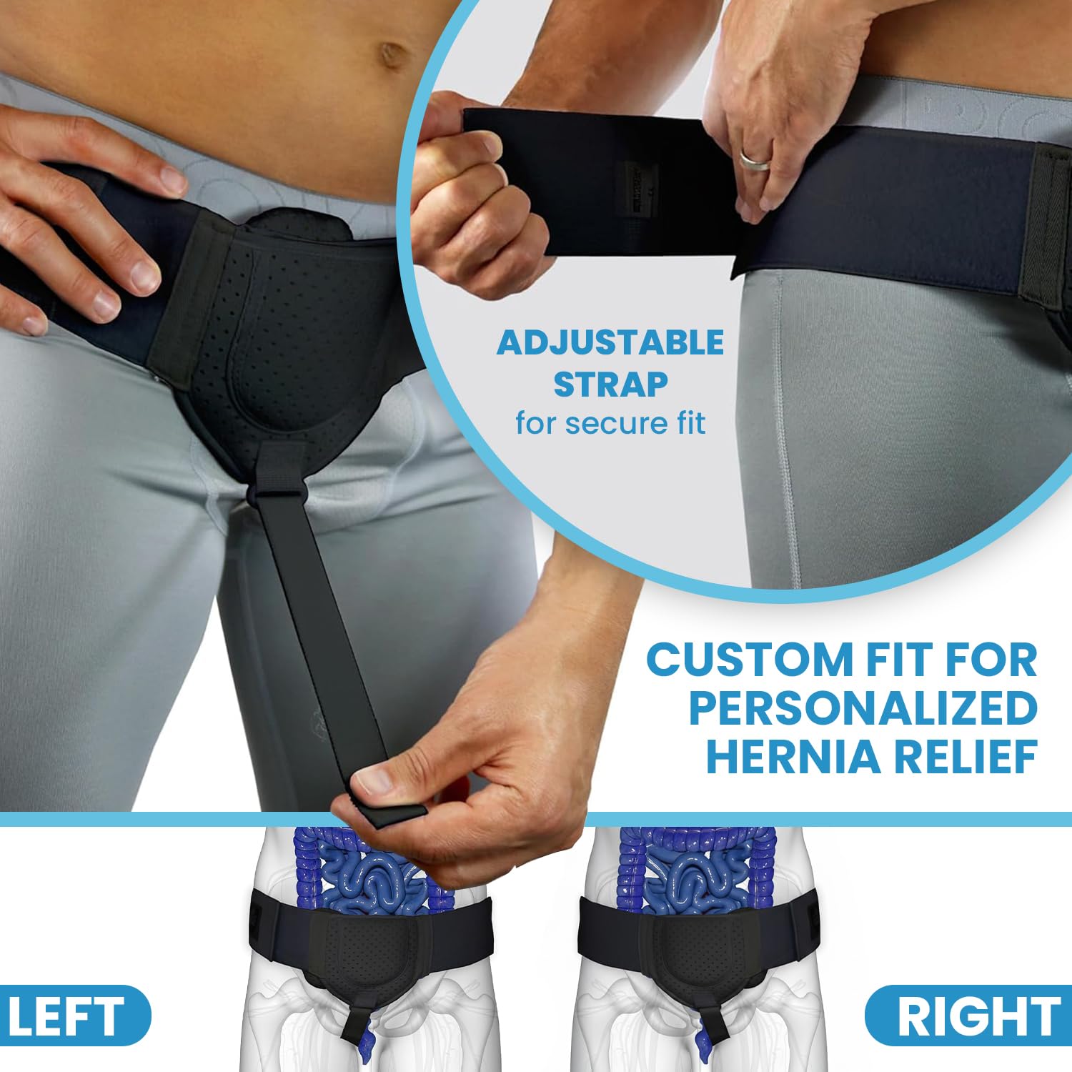 Everyday Medical Inguinal Hernia Support Belt Truss for Left or Right, Adjustable

