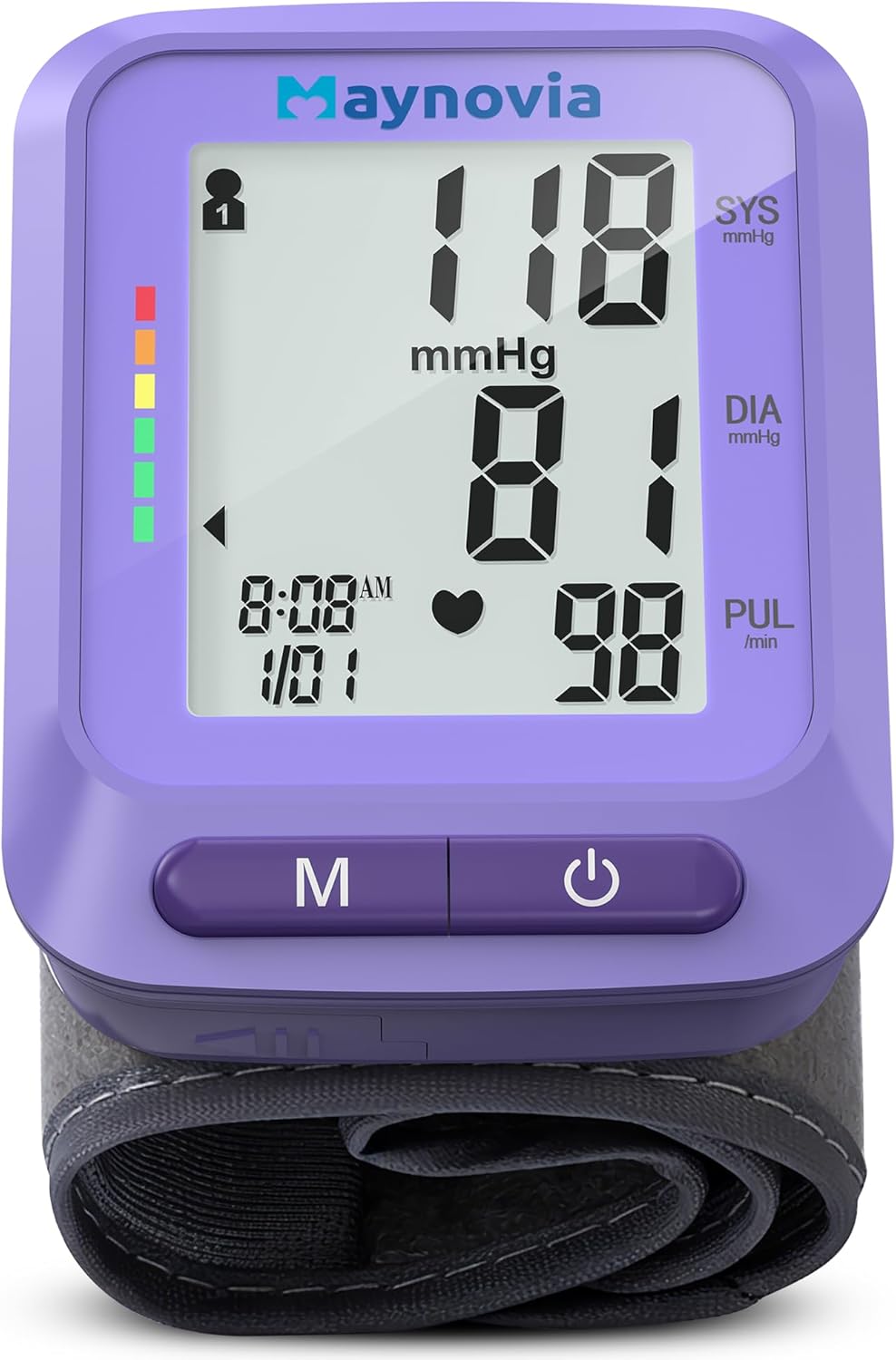 Dual-User Wrist Blood Pressure Monitor with LCD Display and 120 Memory for Home Use

