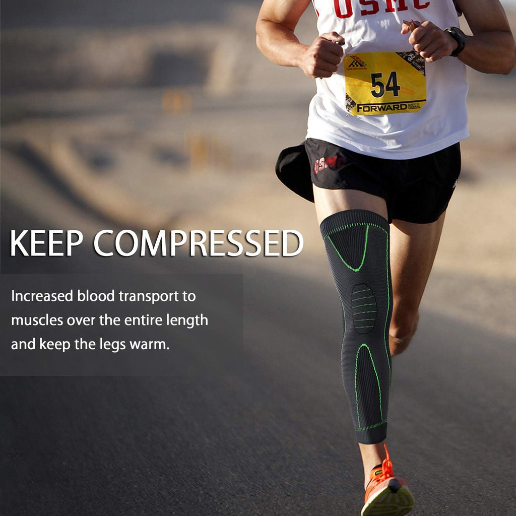 Spandex Full Leg Compression Sleeves with Knee Support for Running & Cycling

