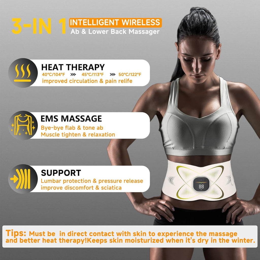 Heated Electric Abs Stimulator Belt, Abdominal Massage & Muscle Recovery Massager

