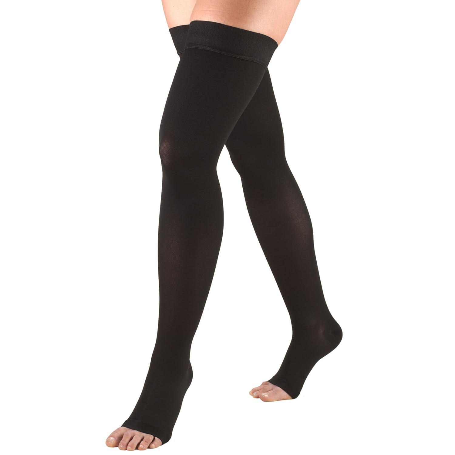 Truform 20-30 mmHg Compression Stockings for Men and Women, Thigh High Open Toe

