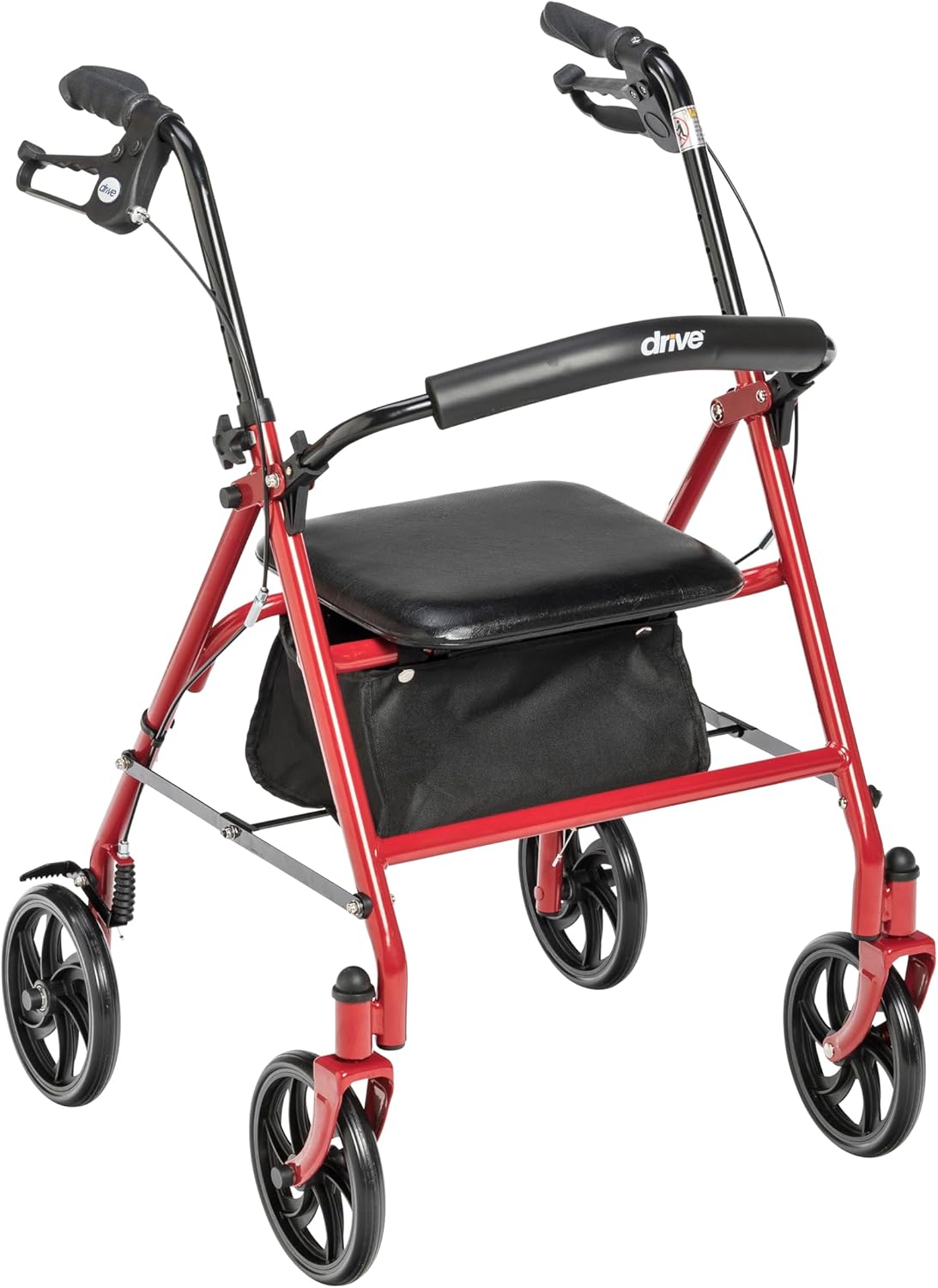 Drive Medical Rollator Walker with Seat, Height Adjustable, Steel Frame, 7.5 in Wheels


