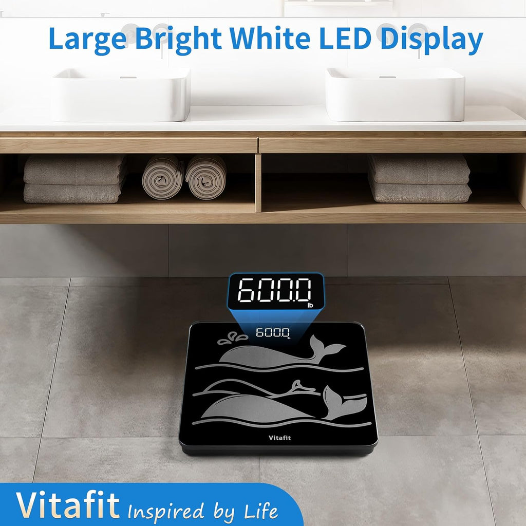 Vitafit Amazing 600 lb body weight monitor with tempered glass LED, 0.1 lb precision

