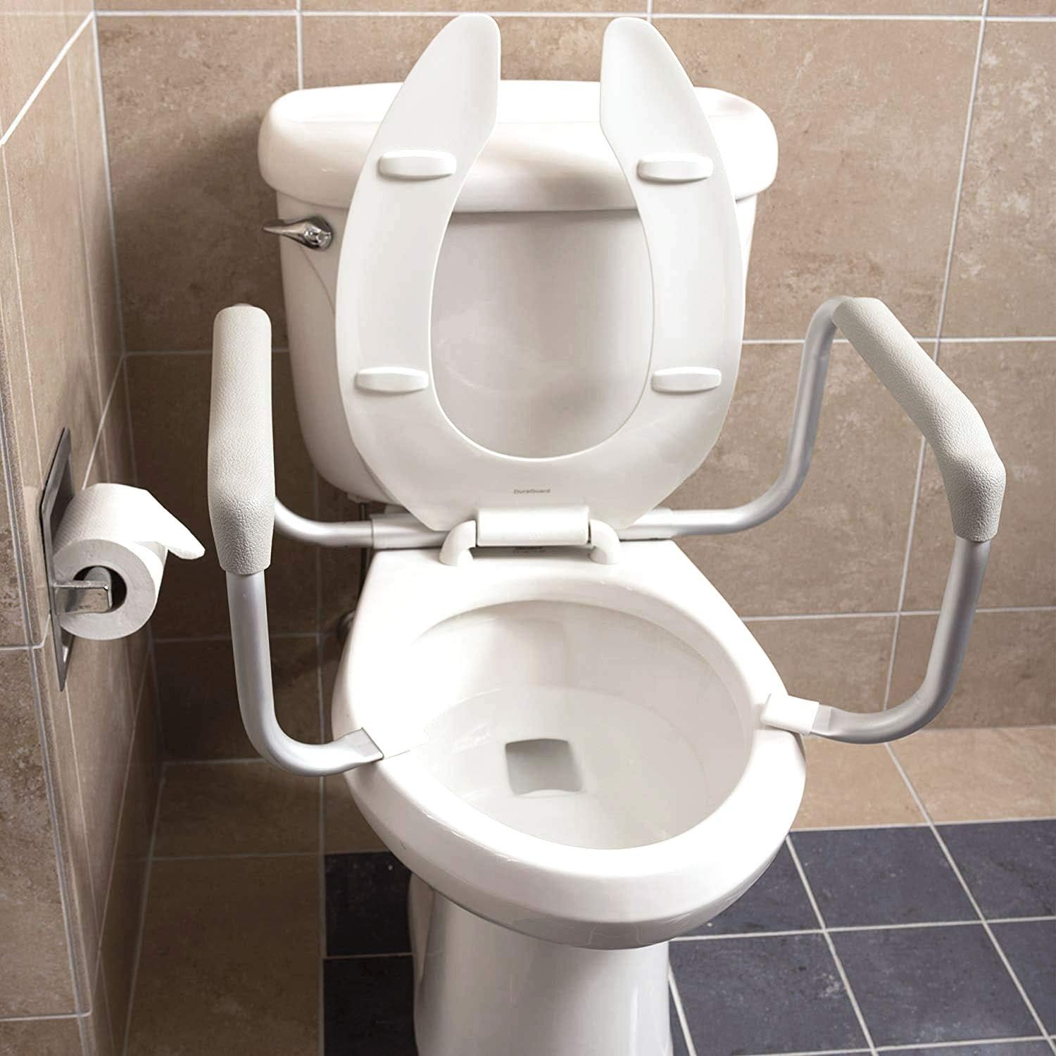 DMI Toilet Safety Rails Grab Handles with Aluminum Frame, Tool-Free Assembly

